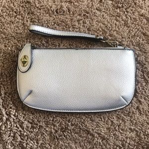 NWOT Joy Susan SILVER leather Wristlet